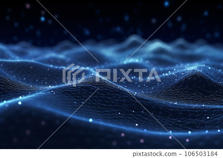 Network Grid Connected Wave in Blue Color Tone 106503184