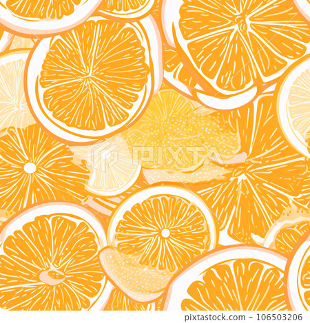 Orange Fruit and Leaves Seamless Pattern Graphic 106503206