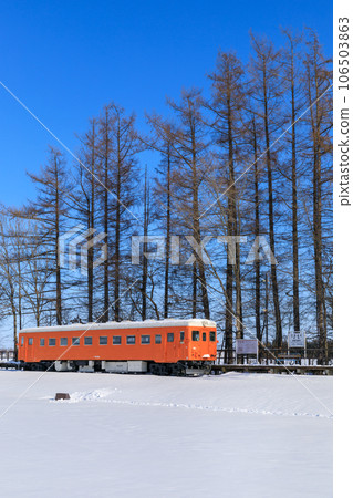 Hokkaido_Snowy landscape of Hiroo Line Kofuku Station ruins 106503863