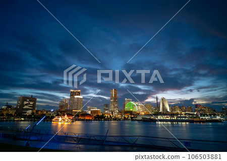 Kanto tourist spot Yokohama Minato Mirai night view Kanto tourist spot Yokohama Minato Mirai night view 106503881