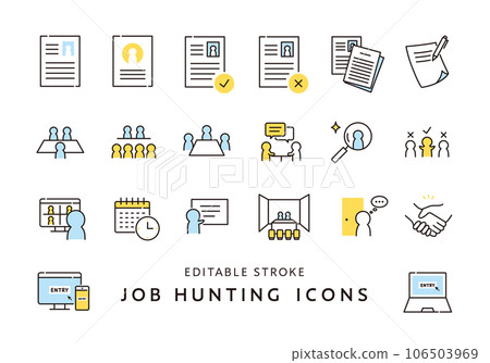 Icon set 1 (color) related to employment / job change activities 106503969