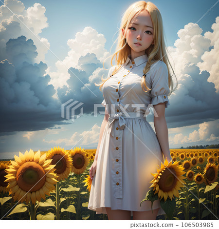 向日葵和女孩 106503985