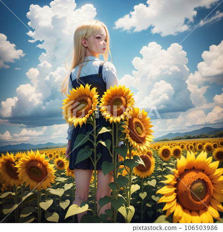 向日葵和女孩 106503986