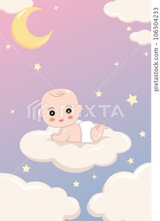 baby shower invitation with cartoon card, It's a boy. It's a girl, Vector illustration 106504233
