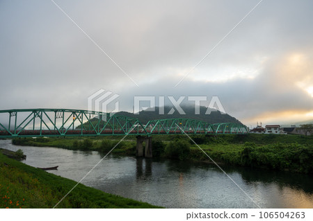 Beautiful rural morning in Maniwa city, Okayama prefecture, Japan 106504263
