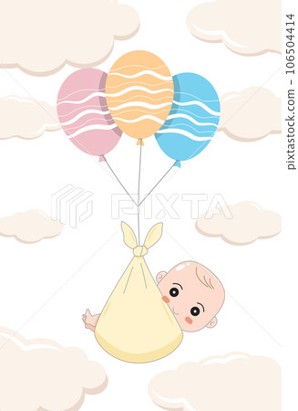 baby shower invitation with cartoon card, It's a boy. It's a girl, Vector illustration 106504414