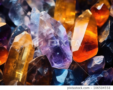 ai generation. multicolored crystals as a background. macro. ai generation. multicolored crystals as a background. macro. 106504558