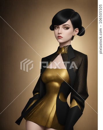 Fashionable model-like woman wearing avant-garde and modern fashion 106505505