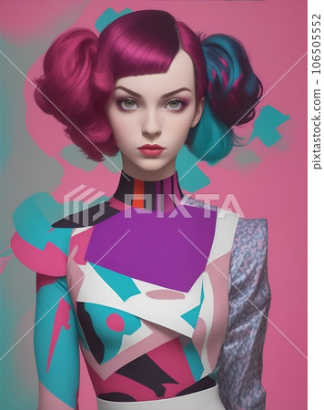 Fashionable model-like woman wearing avant-garde and modern fashion Fashionable model-like woman wearing avant-garde and modern fashion 106505552