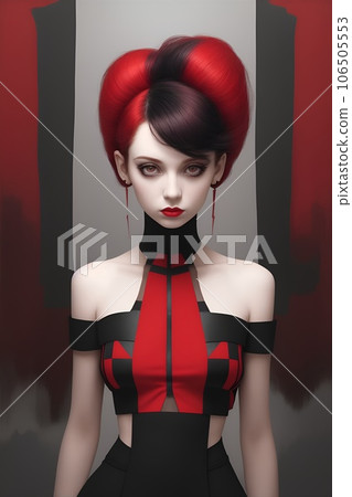 Fashionable model-like woman wearing avant-garde and modern fashion Fashionable model-like woman wearing avant-garde and modern fashion 106505553