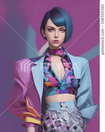Fashionable model-like woman wearing avant-garde and modern fashion 106505560