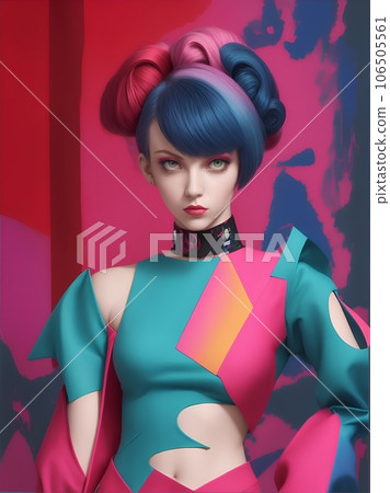 Fashionable model-like woman wearing avant-garde and modern fashion 106505561