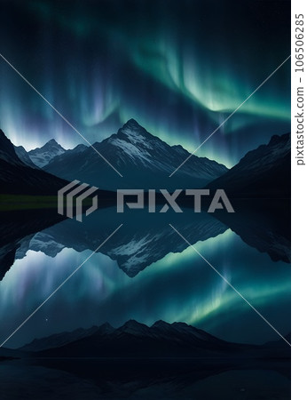 Fantastic scenery reflected on the surface of the lake 106506285