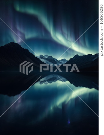 Fantastic scenery reflected on the surface of the lake 106506286