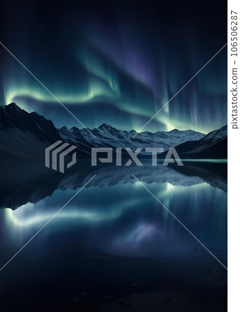 Fantastic scenery reflected on the surface of the lake 106506287