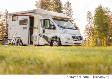 Family vacation travel RV, holiday trip in motorhome, Caravan car Vacation. 106506755