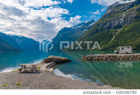 Family vacation travel RV, holiday trip in motorhome, Caravan car Vacation. 106506790