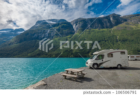 Family vacation travel RV, holiday trip in motorhome, Caravan car Vacation. 106506791