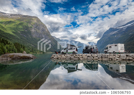 Family vacation travel RV, holiday trip in motorhome, Caravan car Vacation. 106506793