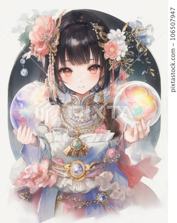 Illustration of a girl in a dress 106507947