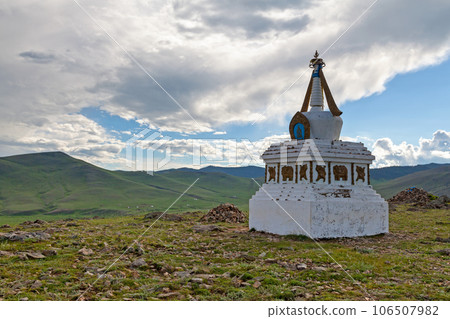 Small stupa on a hill in Kharkhorin Small stupa on a hill in Kharkhorin 106507982