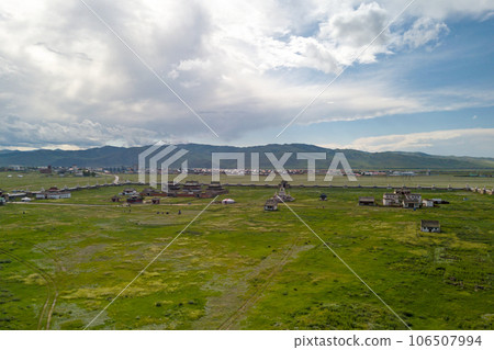 Aerial view of Erdene Zuu Monastery in Kharkhorin Aerial view of Erdene Zuu Monastery in Kharkhorin 106507994