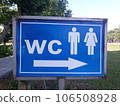 Toilet sign, wc board, blue signs to the toilet 106508928