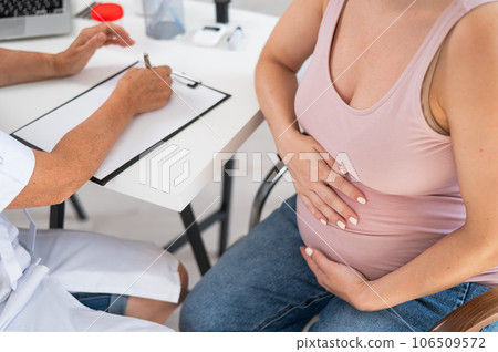 Faceless pregnant woman at the doctor's appointment. 106509572
