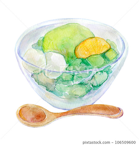 Matcha sweets watercolor illustration Matcha agar 106509600