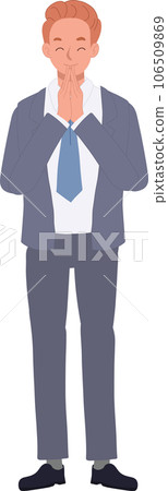 Asian Respect Sign concept. Traditional Thai Respect Gesture. Thai Sawasdee Greeting and Thank you. Businessman in sute is doing thank you. 106509869
