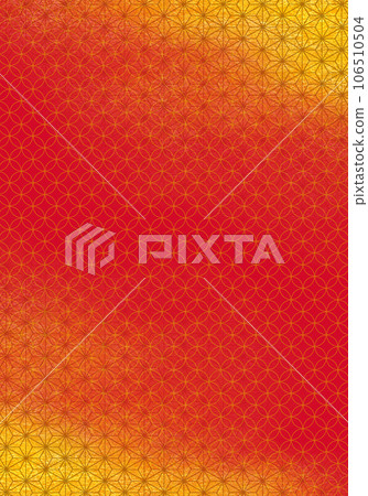 Japanese pattern background, hemp leaves and cloisonné, red and gold leaf 106510504