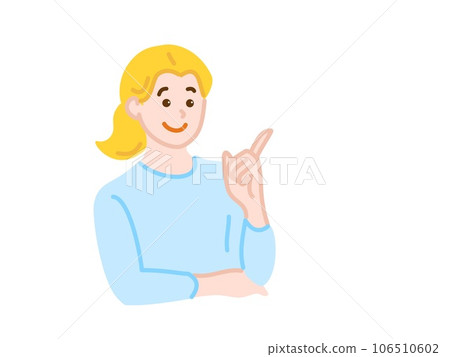 A woman who introduces and guides by pointing 106510602