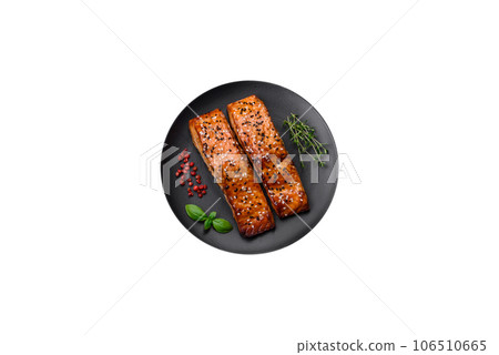 Delicious fresh grilled red fish with salt, spices and herbs 106510665