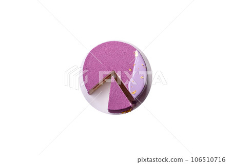 Delicious fresh sweet mousse cake with berry filling Delicious fresh sweet mousse cake with berry filling 106510716