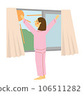 一個穿著睡衣沐浴在早晨陽光下的女人 106511282