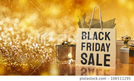 The Shopping Bag and gift box for Black Friday concept 3d rendering 106511295