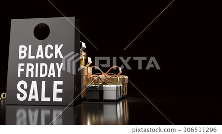 The Shopping Bag and gift box for Black Friday concept 3d rendering 106511296