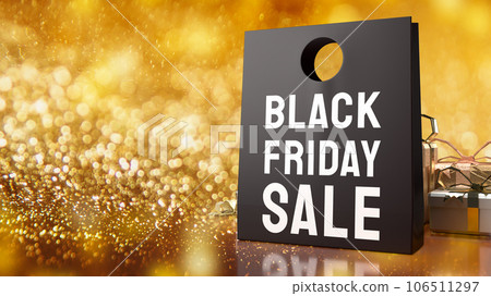 The Shopping Bag and gift box for Black Friday concept 3d rendering 106511297