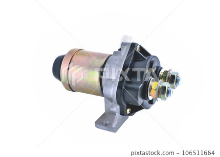 auto parts for trucks, power button of a car power system, close-up isolate on a white background auto parts for trucks, power button of a car power system, close-up isolate on a white background 106511664