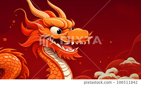手绘卡通中国新年生肖龙插画 106511842