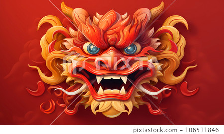 手绘卡通中国新年生肖龙插画 手绘卡通中国新年生肖龙插画 106511846