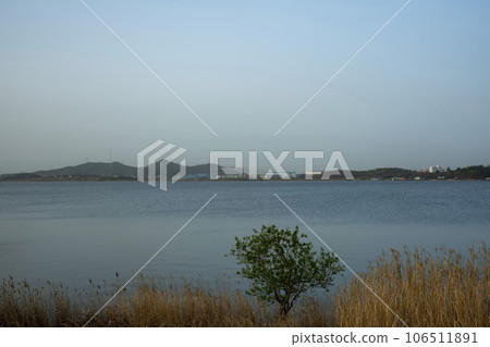 Bicycle path along Yeongsangang River 106511891