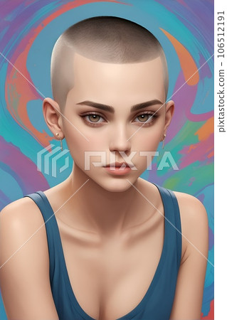 類似剃光頭的漿果短髮髮型的女人 類似剃光頭的漿果短髮髮型的女人 106512191