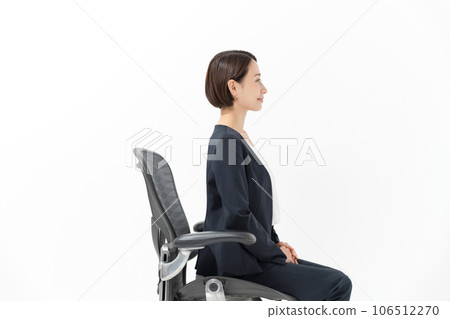 Woman sitting on a chair, profile 106512270