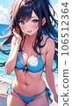 A girl shy about the sea AI image 106512364