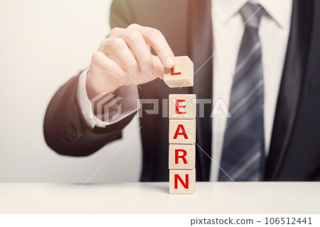 Wooden cubes with word, business learn study concept 106512441
