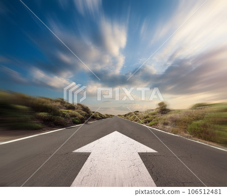 Aspiration concept with asphalt road Aspiration concept with asphalt road 106512481