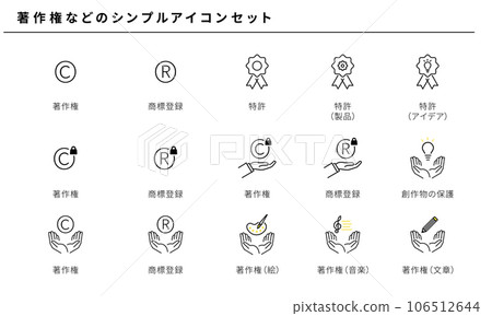 簡單的圖標集，如版權、矢量 106512644
