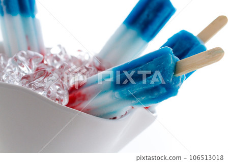 Popsicles with red, white, and blue colors. Popsicles with red, white, and blue colors. 106513018