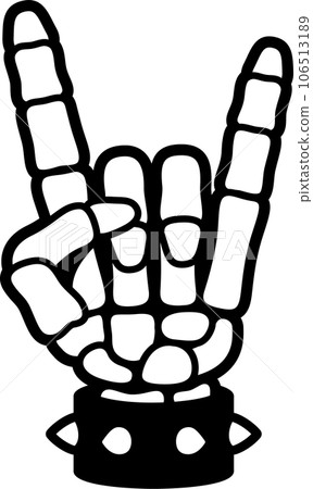 Cartoon Heavy Metal skeleton hand 106513189